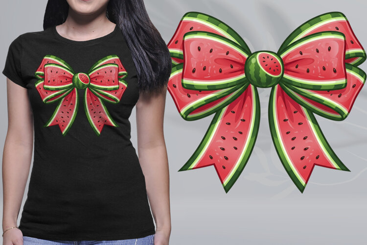 Watermelon Slice Bow Coquette Summer PNG example image 1