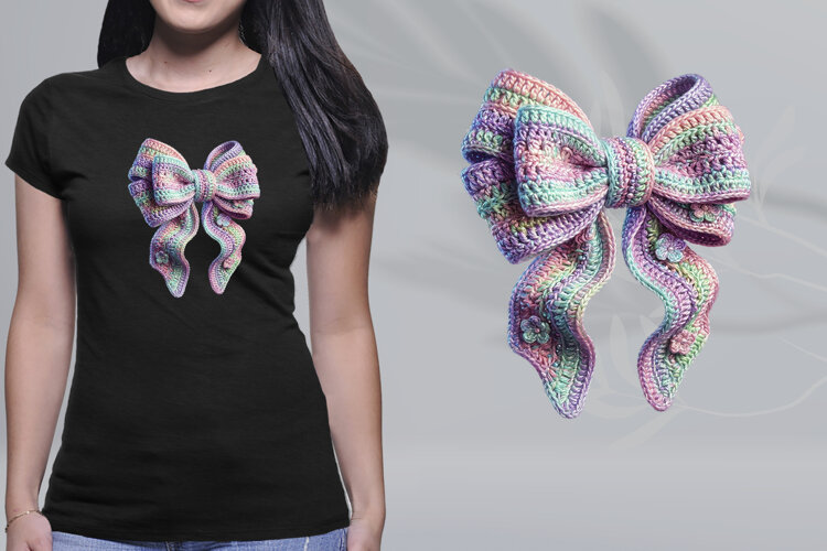Pastel Crochet Bow Pastel Coquette Ribbons PNG example image 1