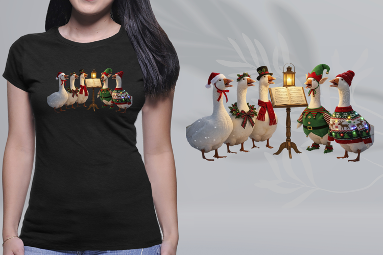 Christmas Caroling Geese Choir Sublimation PNG