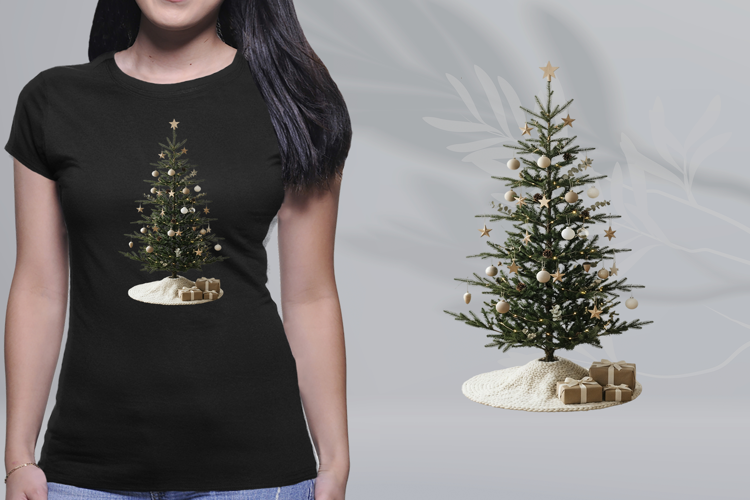 Minimalist Nordic Christmas Tree Knit Skirt PNG