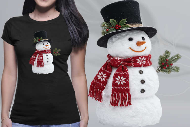Realistic Snowman Top Hat Christmas Scarf PNG