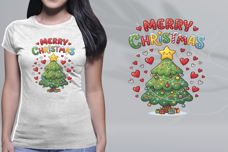 Cute Christmas Tree Hearts Kawaii Merry Christmas PNG