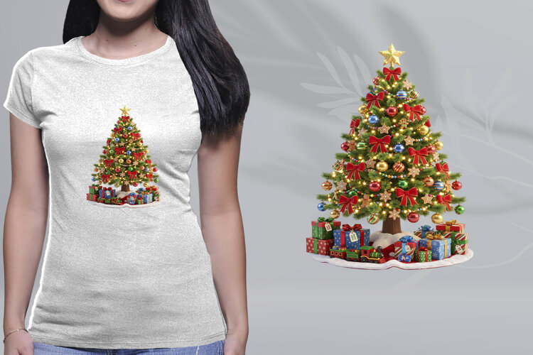3D Christmas Tree Gifts Toy Train Sublimation PNG example image 1