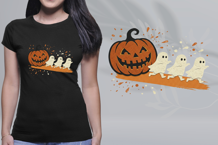Retro Paper Cutout Pumpkin Ghosts Halloween PNG