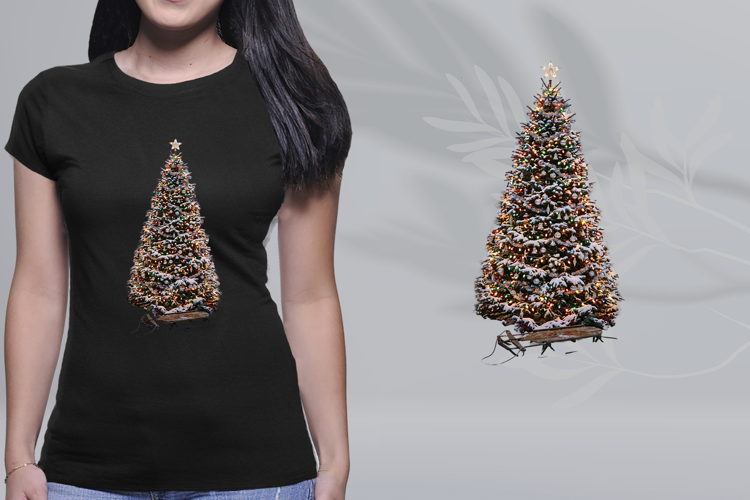 Snowy Vintage Christmas Tree Sled PNG