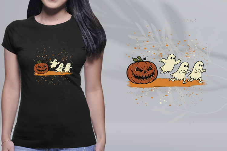Retro Spooky Ghosts Jack O Lantern Halloween PNG