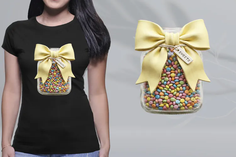 Pastel Yellow Bow Candy Jar Sweets PNG