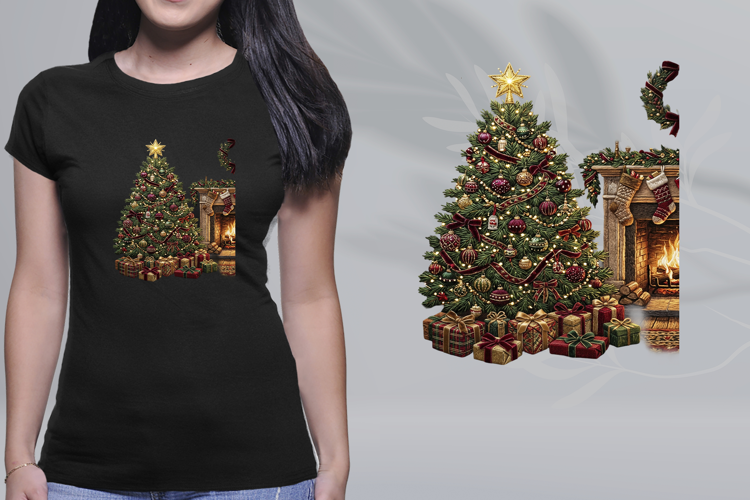Cozy Christmas Tree Fireplace Holiday PNG