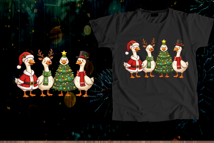 Cute Christmas Geese Holiday Sublimation Art
