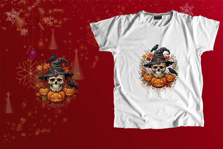 Gothic Sugar Skull Halloween Sublimation Art