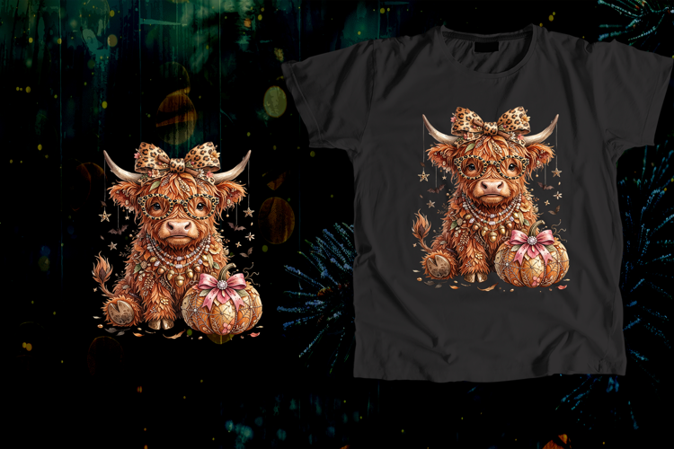 Leopard Print Glasses Highland Cow Fall Pumpkin Art