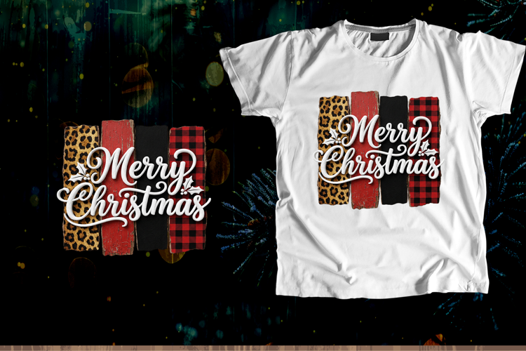 Merry Christmas Leopard Buffalo Plaid Wood Art