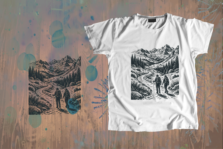 Detailed Mountain Hiking Trail Vector Art