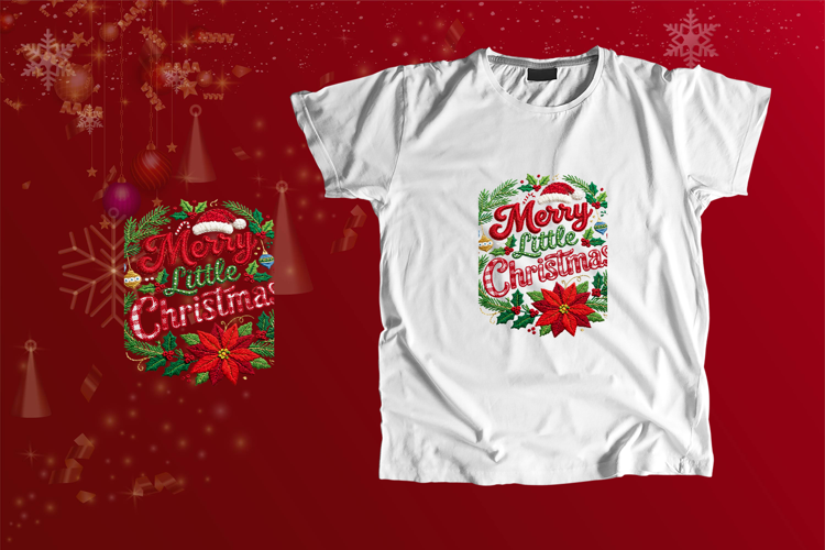 Embroidered Merry Little Christmas Santa Hat PNG