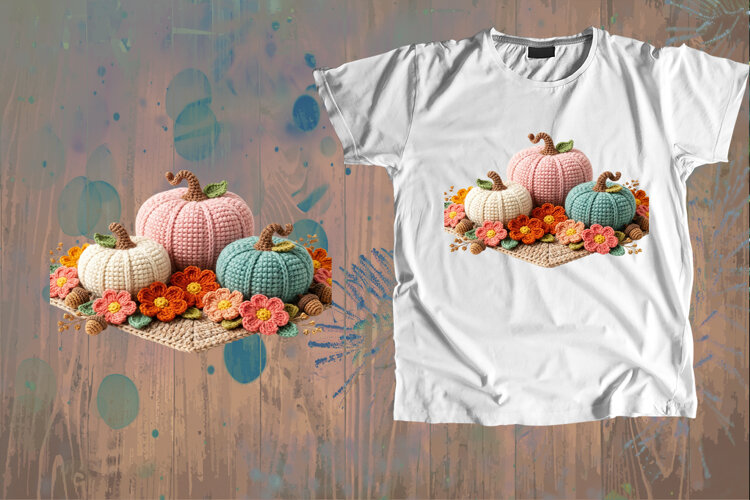 Crochet Pumpkin Patch Fall Sublimation Art example image 1