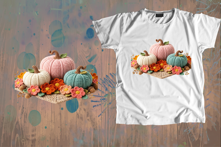 Crochet Pumpkin Patch Fall Sublimation Art