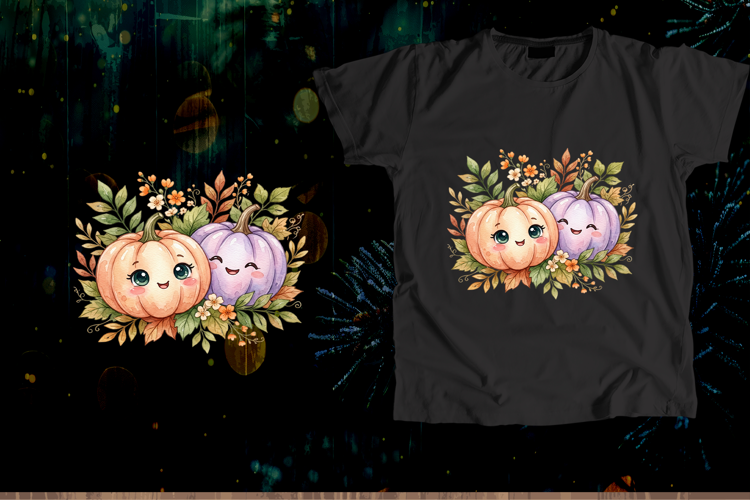 Cute Watercolor Pumpkins Fall Sublimation Art