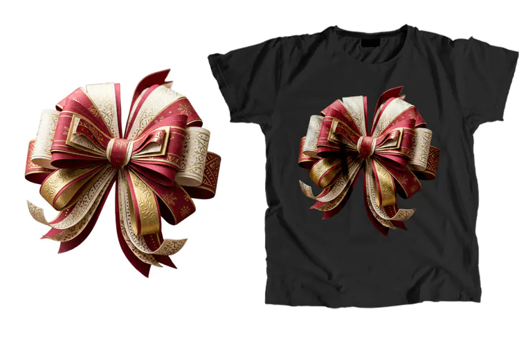3D Papercraft Red Gold Snowflake Coquette Bow PNG