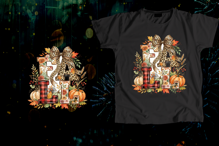 Fall Letter Typography Pumpkin Leopard Bow Autumn Art