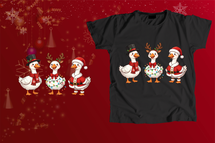 Cute Christmas Geese Holiday Sublimation Art