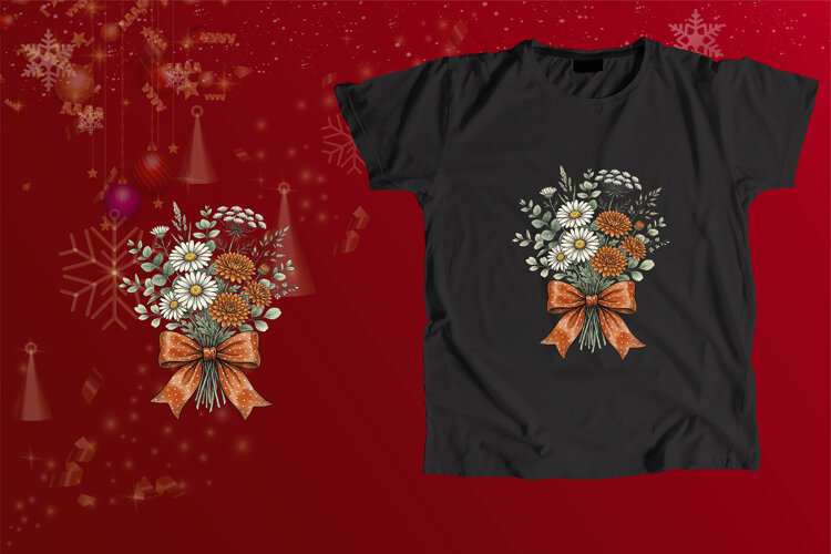 Vintage Botanical Fall Bouquet Sublimation Art example image 1