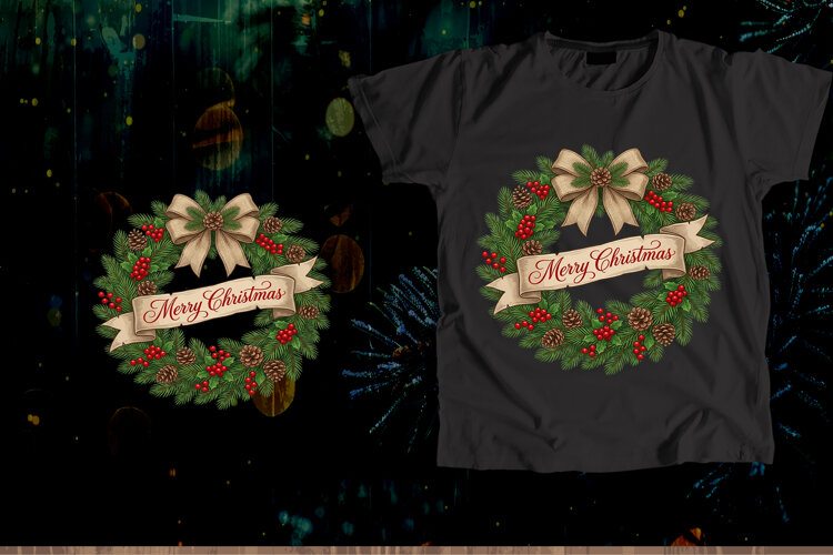 Rustic Burlap Bow Christmas Wreath PNG example image 1