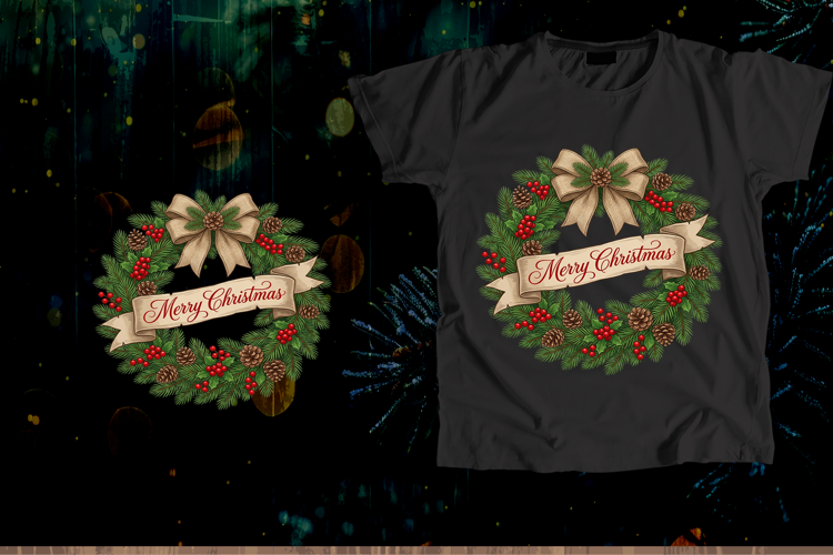 Rustic Burlap Bow Christmas Wreath PNG