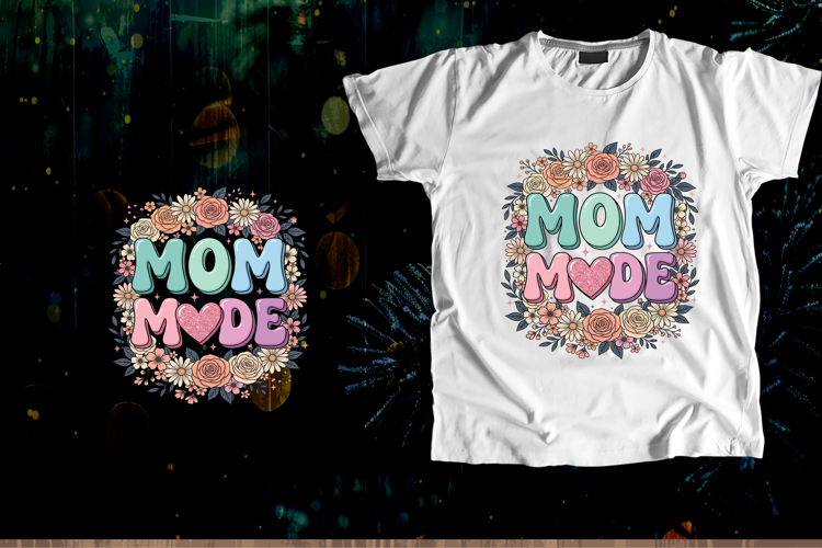 Retro Mom Mode Floral Wreath Art
