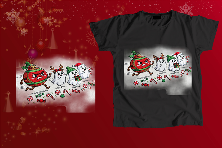 Embroidered Christmas Ornament Chasing Ghosts Sublimation