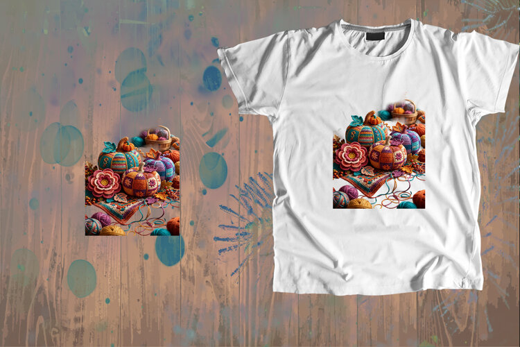 Crochet Pumpkin Fall Floral Sublimation example image 1