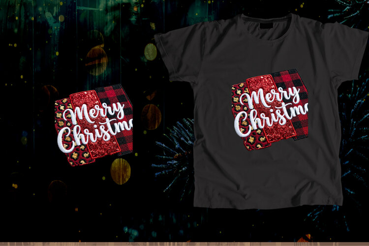 Merry Christmas Red Buffalo Plaid Leopard Print Sublimation example image 1