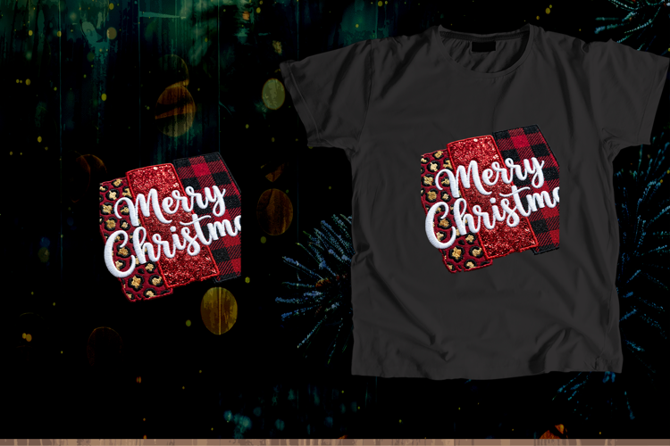 Merry Christmas Red Buffalo Plaid Leopard Print Sublimation