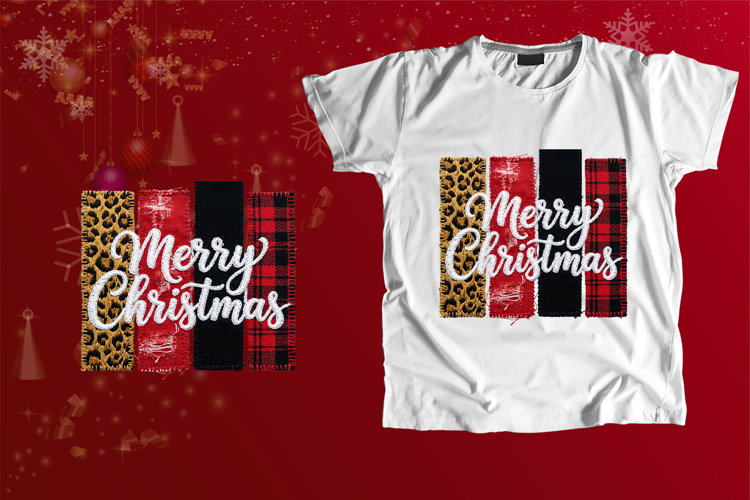 Embroidered Merry Christmas Patchwork Sublimation Art