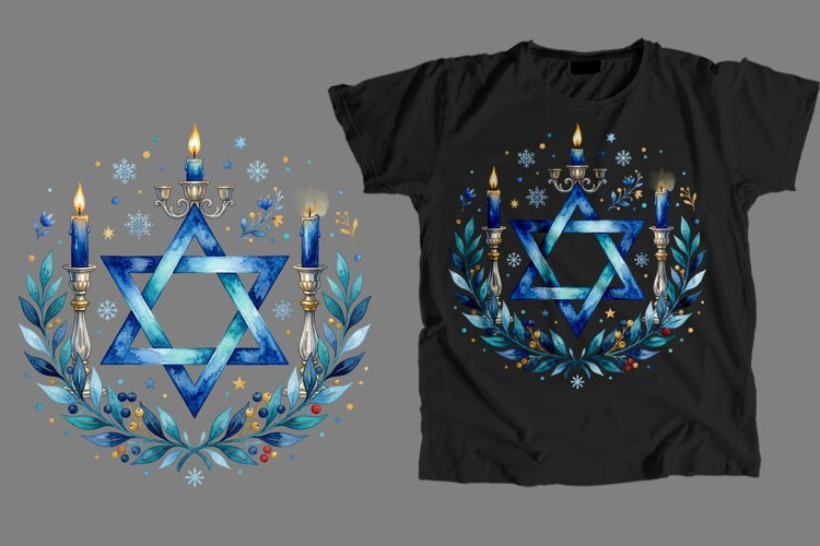 Hanukkah Star of David T Shirt Sublimation PNG Design example image 1