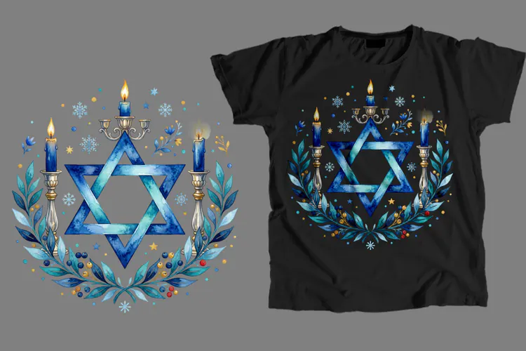 Hanukkah Star of David T Shirt Sublimation PNG Design