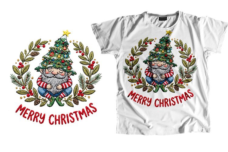 Merry Christmas Gnome T-Shirt Sublimation PNG 300 DPI example image 1