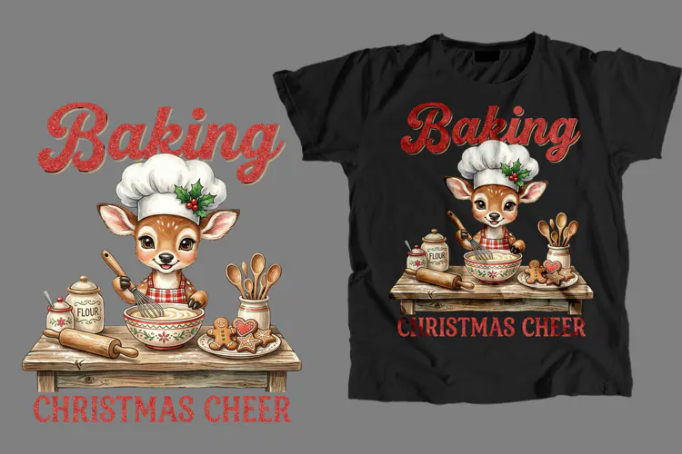 Baking Christmas Cheer Deer T-Shirt Sublimation PNG