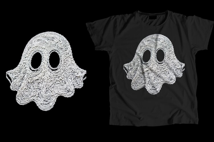 Crochet Lace Ghost T-Shirt PNG 300 DPI example image 1