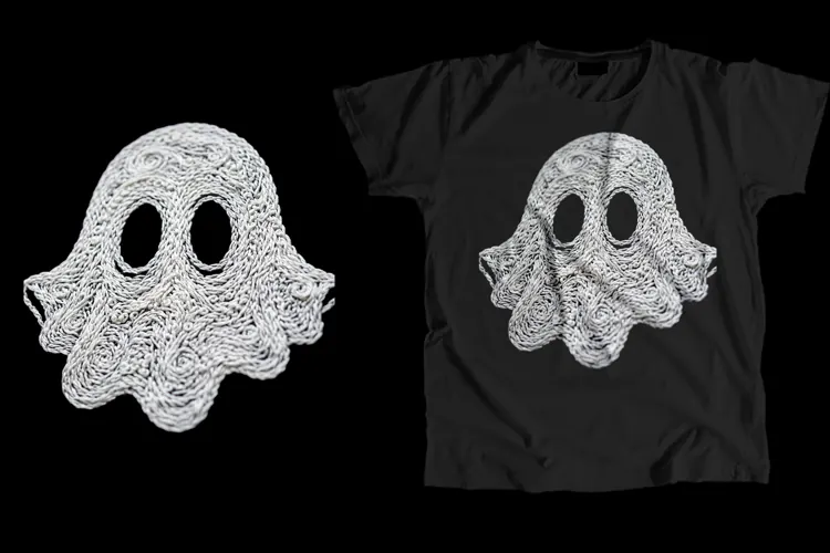 Crochet Lace Ghost T-Shirt PNG 300 DPI
