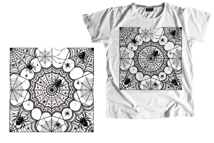 Gothic Spider Web T-Shirt PNG example image 1