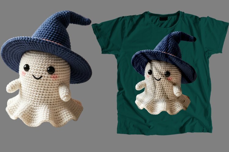 Crochet Witch Ghost T-Shirt PNG example image 1