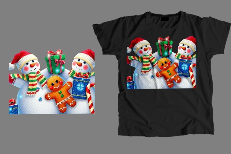 Christmas Snowmen T-Shirt Sublimation PNG 300 DPI example image 1