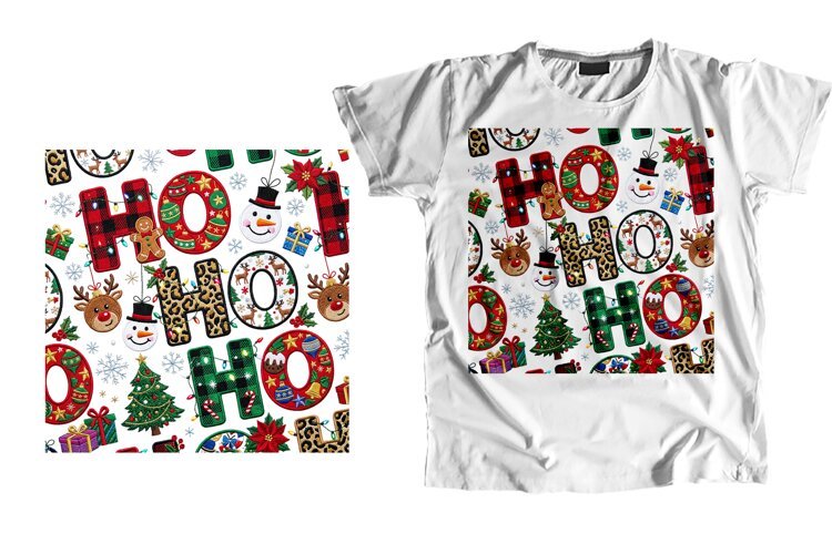 Christmas Ho Ho Ho Pattern T-Shirt PNG Design example image 1