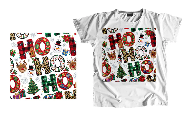 Christmas Ho Ho Ho Pattern T-Shirt PNG Design