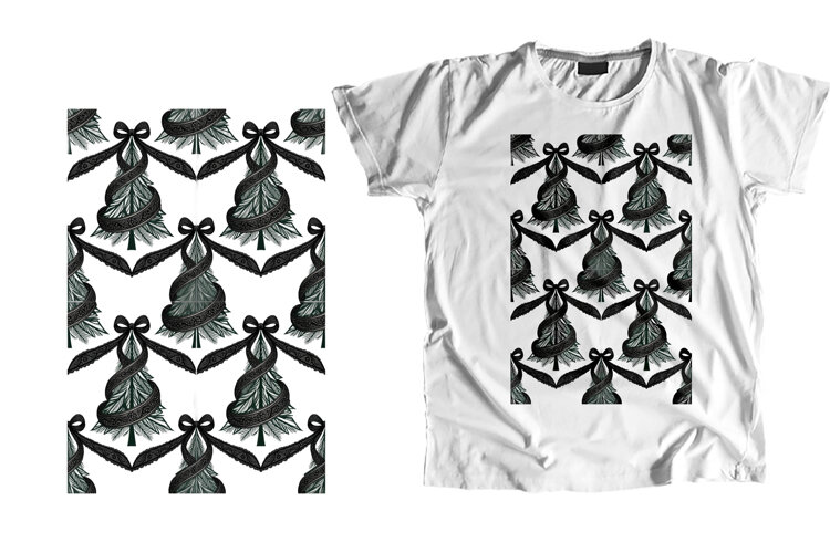 Gothic Lace Ribbon Christmas Tree Pattern PNG example image 1