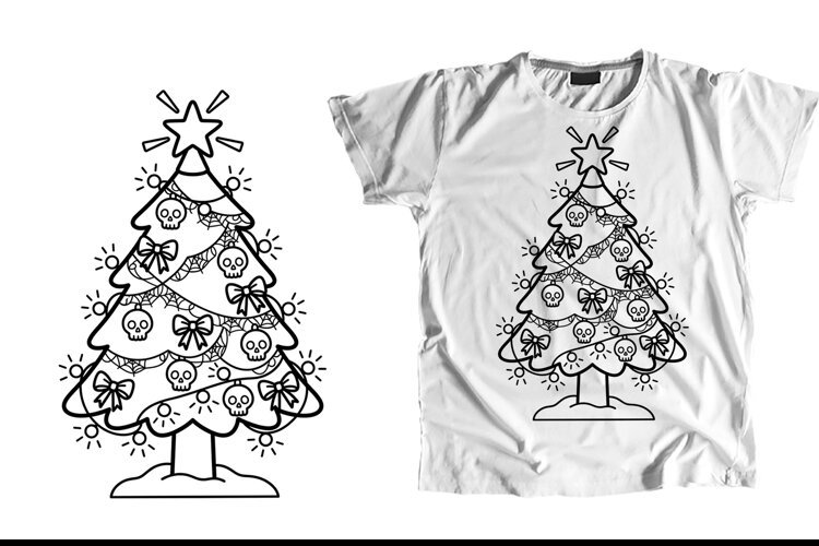 Creepmas Tree T-Shirt PNG Spooky Christmas Sublimation example image 1