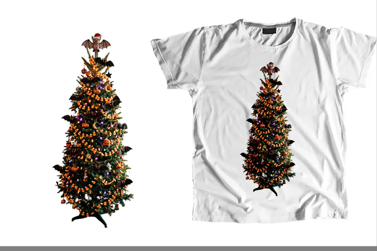 Creepmas Tree Candy Corn Garland Bat Santa Hat Topper PNG
