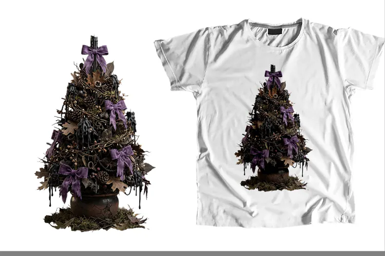 Gothic Tabletop Tree Purple Velvet Bows Wax Candles PNG