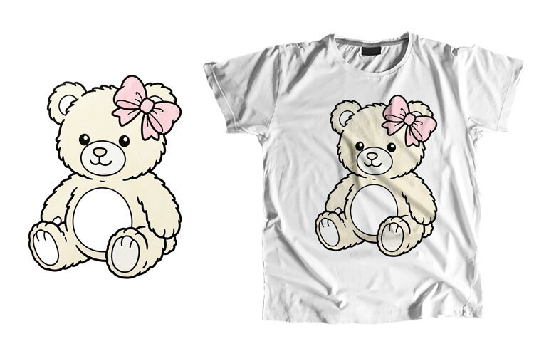 Cute Teddy Bear Bow PNG Coquette Bear Sublimation T-Shirt example image 1