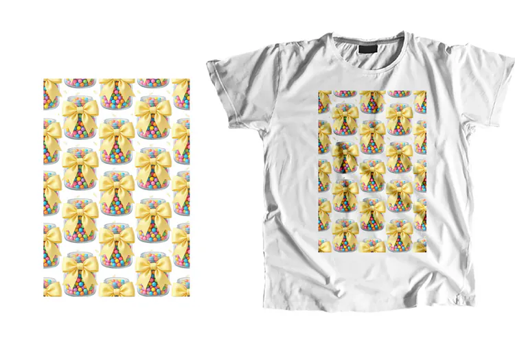 Candy Jar T-Shirt PNG Yellow Bow Sweet Pattern Sublimation